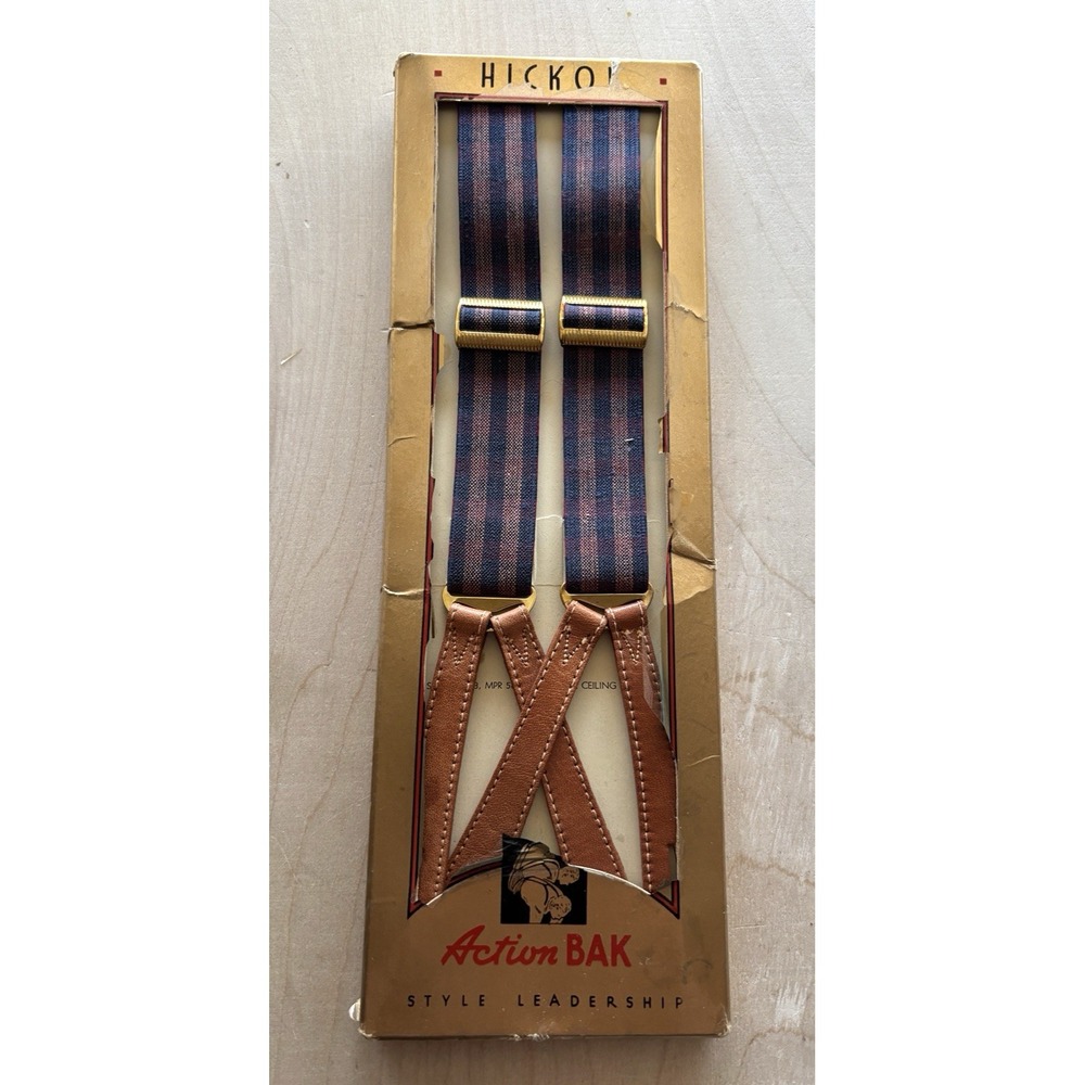 Vtg Hickok Suspenders Braces 1940s New Unused Rockabilly Action Bak Striped
